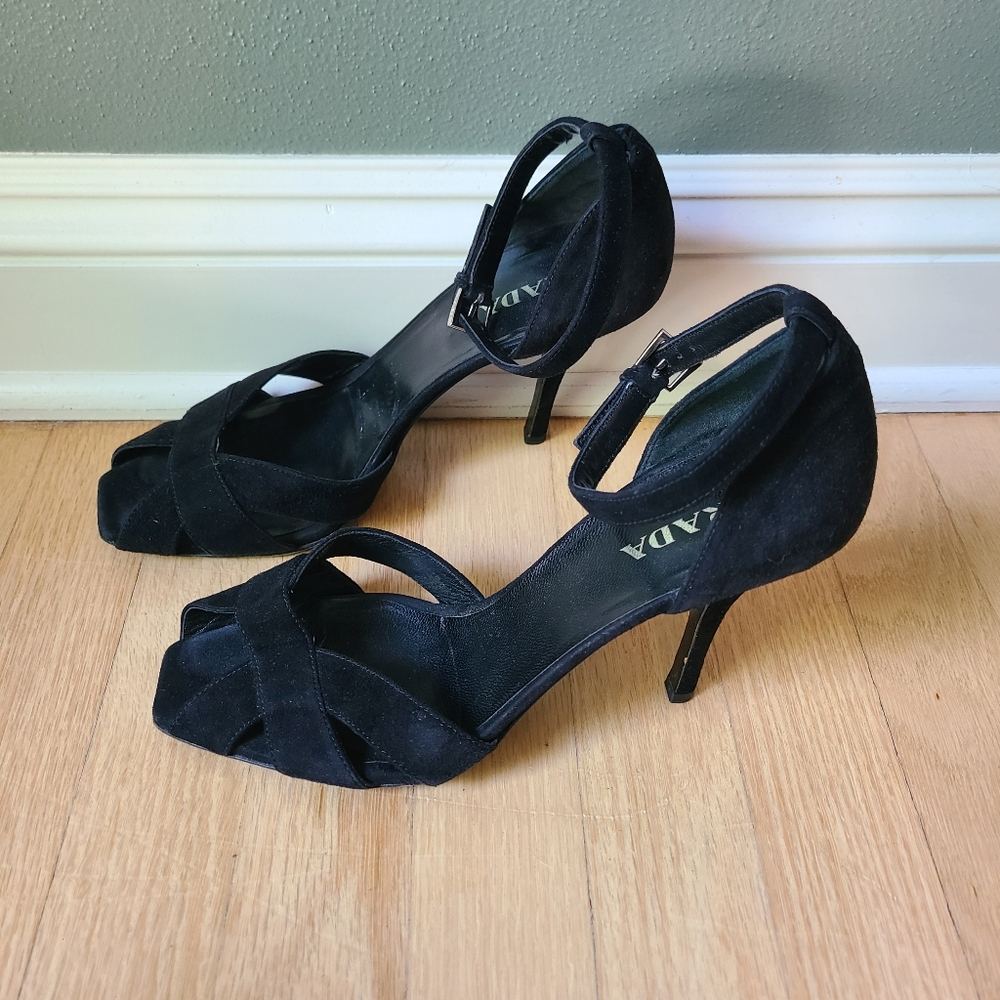Prada Ankle Strap Open Toe Heels, Size 40 - Picture 3 of 6